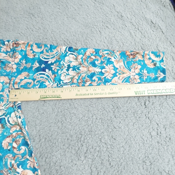 Just Fashion Pullover Top M Blue Paisley Mock Button Collar Soft Cozy Pullover - Picture 11 of 13